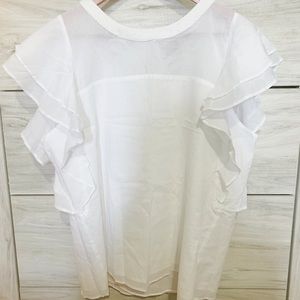Loft white blouse with winged sleeves size L